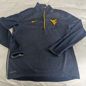 Nike Men's Dark Blue and Yellow Zip-Up Sweater